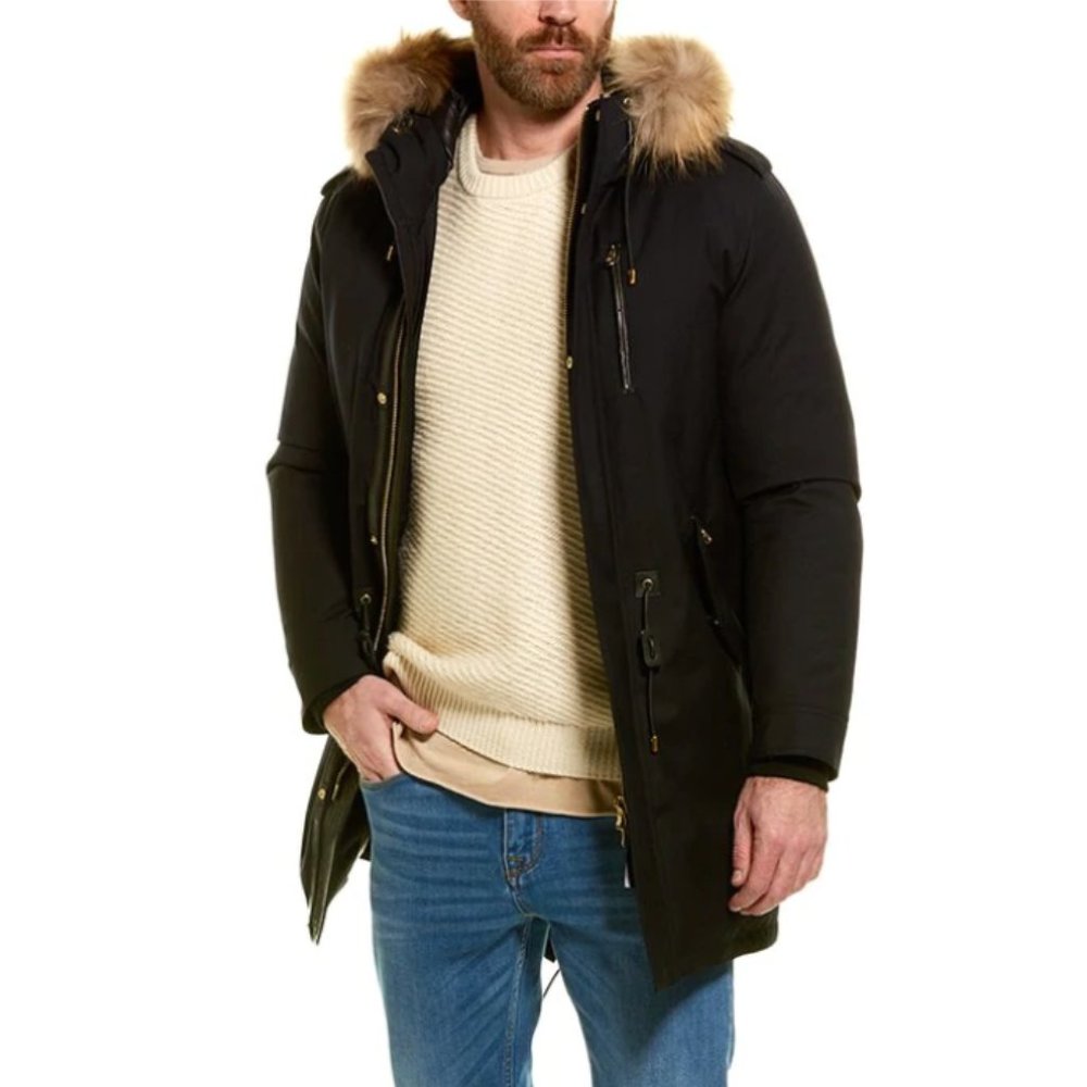 MEN'S MACKAGE MORITZ-D LEATHER-TRIM PARKA